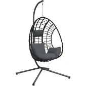 vidaXL Fauteuil suspendu design oeuf avec support Anthracite Rotin et acier