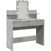 vidaXL Coiffeuse avec éclairage LED gris béton 100x40x130 cm