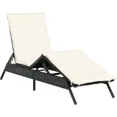 vidaXL Chaise longue avec support Noir Poly-Rattan