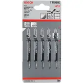 Bosch Lot de 5 lames pour scie sauteuse T119BO - - pour coupes courbes et arrondies dans le bois