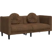 vidaXL Canapé 2 places avec coussins Marron Similicuir aspect daim