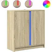 vidaXL LED-Sideboard Chêne Sonoma 77x34x85 cm Matériau dérivé du bois