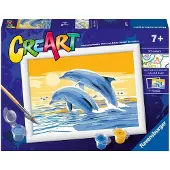 Ravensburger Creart Delighful Dolphins Paint By Numbers Kit for Kids - Peinture des arts et de l'artisanat pour 7 ans et plus