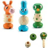 Djeco Jouet en bois - 3 pces - Visser ensemble-Animal - - UneTaille - Bloc de Motricité