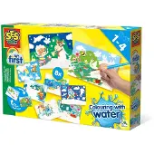 SES Creative - Coloriage à l'eau - Méga kit d’animaux cachés - Bébé - 12 mois - Mixte - 8 cartes