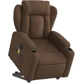 vidaXL Fauteuil de massage électrique avec releveur Marron Tissu