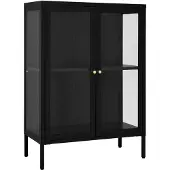 vidaXL Sideboard noir 75x35x105 cm acier et verre