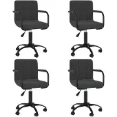 vidaXL Chaise de salle à manger 4 pcs. Pivotantes Noir Velours