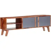 vidaXL Armoire TV Gris 140x30x45 cm Bois massif