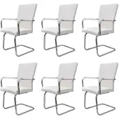 vidaXL Chaise cantilever 6 pcs. Blanc Similicuir