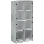 vidaXL Highboard avec portes gris béton 68x37x142 cm Bois composite