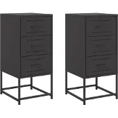 vidaXL Tables de chevet 2 pcs noir 36x39x78 cm acier
