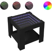 vidaXL Table basse LED noire 53x53x45 cm bois composite