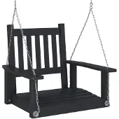 vidaXL Chaise de jardin suspendue avec chaînes métalliques Noir Sapin massif