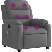 vidaXL Fauteuil de massage gris foncé Tissu