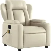 vidaXL Fauteuil de massage électrique Crème similicuir