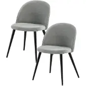 Ebuy24 Skagen chaise de salle à manger velours gris,noir.