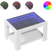vidaXL Table basse avec lampes LED Blanc 73x53x45 cm Bois composite