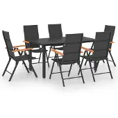 vidaXL Ensemble de jardin 7 pièces noir et brun