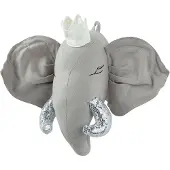 Beliani Décoration murale Tête d'éléphant en peluche Gris TANTOR