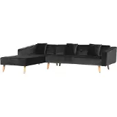 Beliani Canapé D'angle Vadso Noir Velours Côté Droit