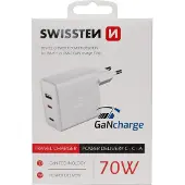 Swissten GaN Tkla Ldtjs 2 x USB-C / USB / 70W