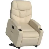 vidaXL Fauteuil relax avec releveur Crème Tissu