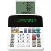 Sharp Calculatrice de bureau EL-1501 blanche (SH-EL1501) (Fonctionnement sur piles)