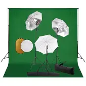 vidaXL Kit studio photo avec lampes, parapluies, fond & réflecteur