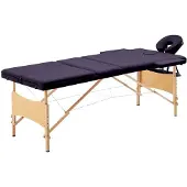 vidaXL Table de massage pliable 3 zones Bois Violet