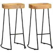 vidaXL Tabouret de bar 2 pcs. Bois massif de manguier