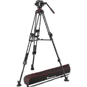 Manfrotto 504x Fluid Video Head With 645 Fast Twin Aluminium Tripod Noir