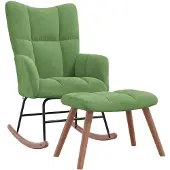 vidaXL Chaise à bascule avec repose-pied Vert clair Velours