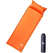 vidaXL Matelas de camping autogonflant avec oreiller 1 personne orange