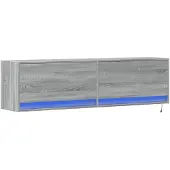vidaXL Armoire TV murale avec éclairage LED Gris Sonoma 140x31x38 cm