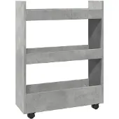 vidaXL Chariot de rangement Étroit 3 étagères Gris béton Bois composite