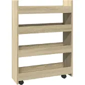 vidaXL Chariot de rangement Étroit 4 étagères Chêne Sonoma Bois composite