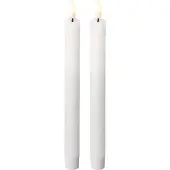 Kaemingk LED Bougie pointue 2 pièces, 24,5x2,2 cm Blanc, à piles