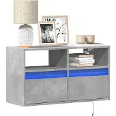 vidaXL Armoire TV murale avec éclairage LED gris béton 80x31x45 cm