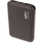 Setty Powerbank 5000mAh noir avec 2x ports USB 1A dans un format compact