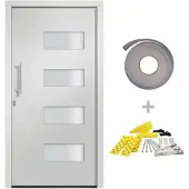 vidaXL Porte d'entrée aluminium et PVC blanc 100x210 cm