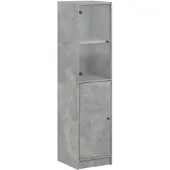 vidaXL Highboard avec porte en verre gris béton 35x37x142 cm