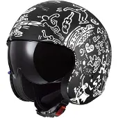 LS2 OF599 Spitfire II Tribal Mat Noir Blanc Casque Jet Taille M