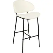 Beliani Lot de 2 chaises de bar revêtement en tissu beige clair pieds en métal noir sans accoudoirs dossier arrondi design moderne