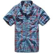 Brandit Chemise 'Roadstar' bleu fumé / rouge feu / blanc