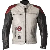 Helstons Tracker Natural Veste en cuir Blanc/Noir/Rouge S homme