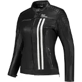 Rusty Stitches Alice, veste en cuir pour femmes ,Noir/Blanc ,46