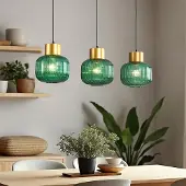 LumenXL Suspension 3 lumières avec verre vert - Inya