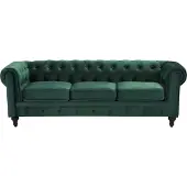 Beliani Ensemble Canapé Et Fauteuil En Velours Vert 4 Places Chesterfield