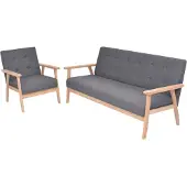 vidaXL Ensemble de canapés 2 pièces tissu gris foncé